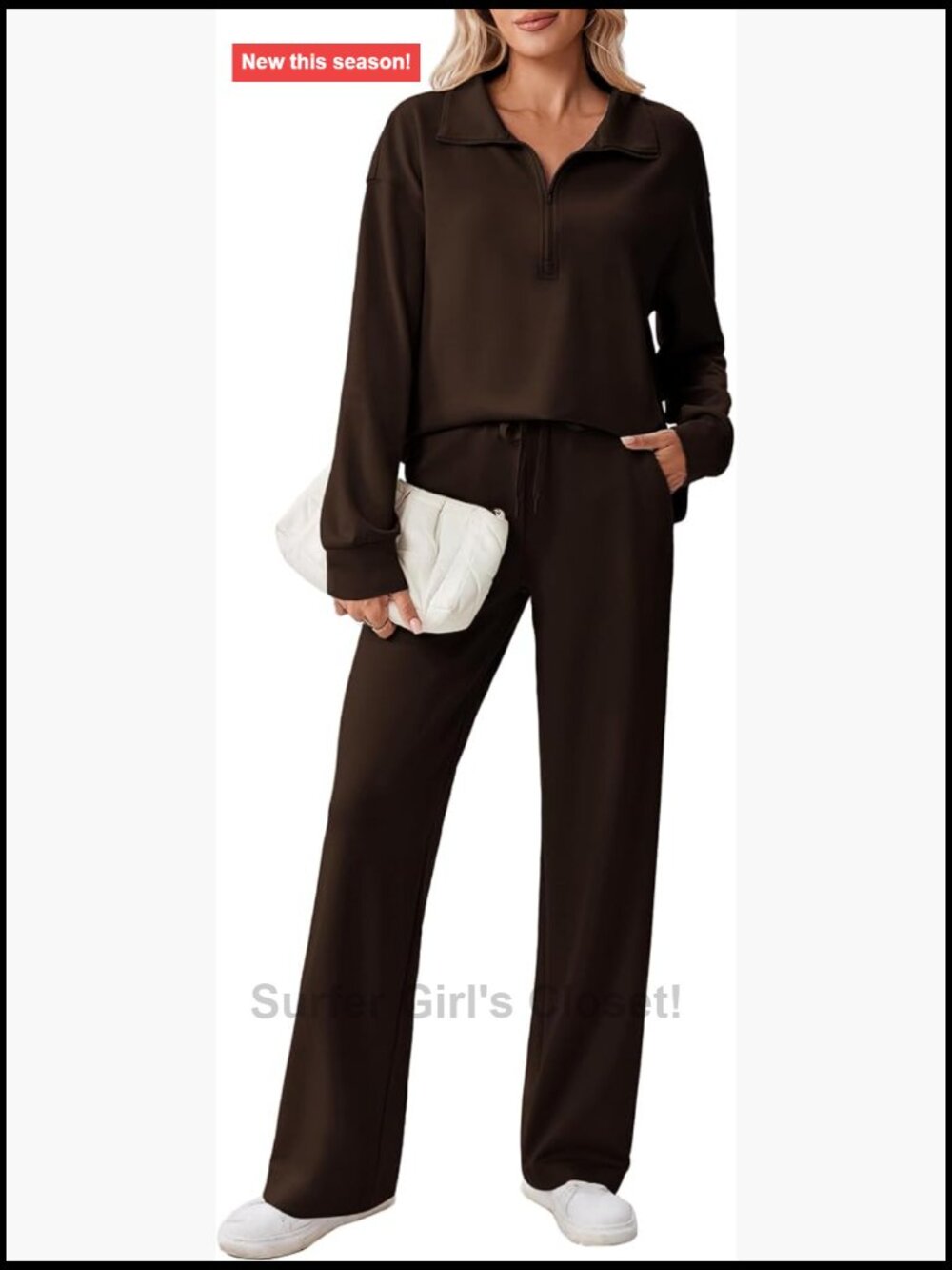2 Piece Sweatsuit Set Half Zip Sweatshirt Straight Leg Sweatpants